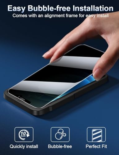 Image of AIBEX Privacy Tempered Glass Screen Protector Compatible for iPhone 12 Pro Max (6.7 Inches) with Edge to Edge Coverage and Easy Installation kit