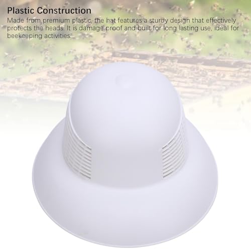 1PCS Beekeeping Hard Hat, Protective Beekeeping Cap Vented Beekeeper Helmet with Wide Brim for Men Women, White,13.58x11.42in