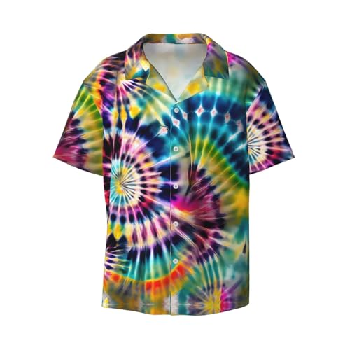 Chemise boutonnée Exotic Tribe pour homme en coupe droite soignée au motif tie-dye artistique
