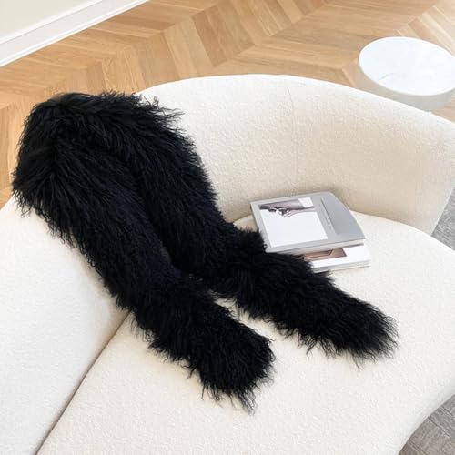 Women Real Mongolian Lamb Hair Scarf Winter Warm Wrap3