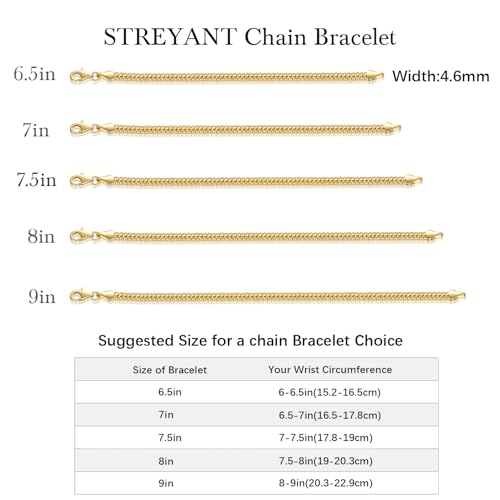 Gold Bracelets for Women Non Tarnish Gold Bracelets for Men Classical 4.6mm Wide Mesh Chain Gold Chain Bracelet Jewelry Presents for Women (6.5/7/7.5/8/9in)2