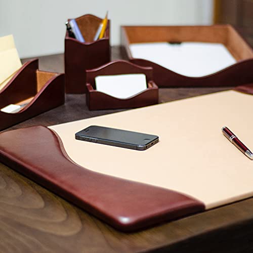 Maruse Executive Leather Desk Set - Leather Desk Acessories Made In Italy - Black #TOP4