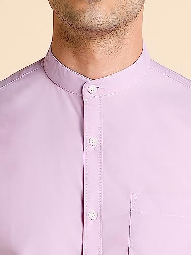 Image of Dennis Lingo Men's Slim Fit Solid Mandarin Collar Casual Shirt