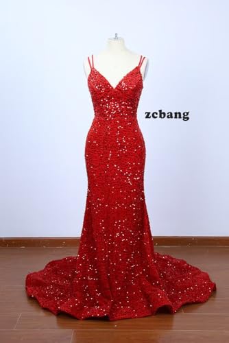 Prom Dresses for Women 2024 Sparkly Long Mermaid Velvet Sequin Formal Evening Gowns2