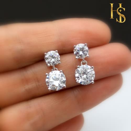 HIGHSPARK 925 Silver Solitaire Dangle Earrings for Women | 92.5 Sterling Silver and Diamond like Brilliance Sparkling Zirconia for that Stunning Shine | Lovely Gift - Image 4