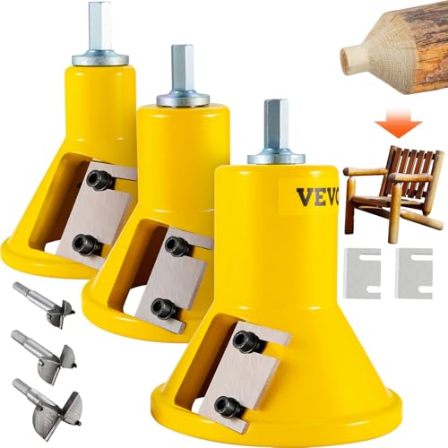 VEVOR Tenon Cutter 1/25.4mm & 1.5/38mm & 2/50.8mm with Dual Straight Blades & Button Screws Home Master Kit Premium Aluminum & Steel Log Furniture Cutter Commercial Starters Tool for Home DIY