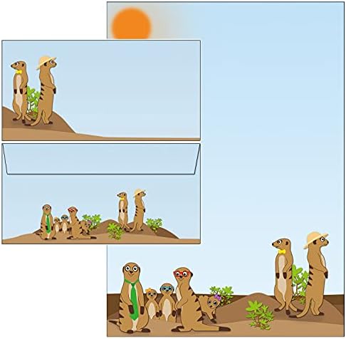 Briefpapiermappe Erdmännchen - 47-teiliges Set Mit Briefpapier & Umschlägen