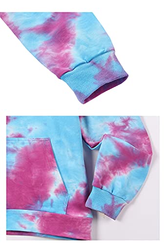 Image of Deeorla Little Boys Girls Cotton Tie Dye Hoodies Long Sleeve Pullover Sweatshirts for Big Kids 5-15Years
