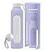 Wessper Botella de Agua Cristal, Botella 1 Litro Motivadora con Escala de Hidratación, Botellas de Vidrio Borosilicato con Funda de Silicona, Material Seguro sin BPA - Violeta