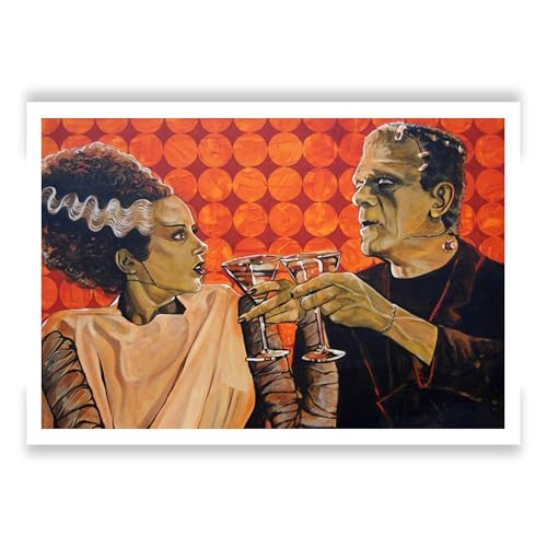 Made for Each Other by Mike Bell | Bride of Frankenstein Art Print | Classic Monster Movie Poster | Vintage Wall Decor for Home, Office, or Collectors | 12x18 Unframed