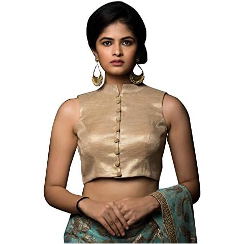 Women's Party Wear Readymade Bollywood Designer Indian Style Padded Blouse for Saree Crop Top Choli Gold Cover