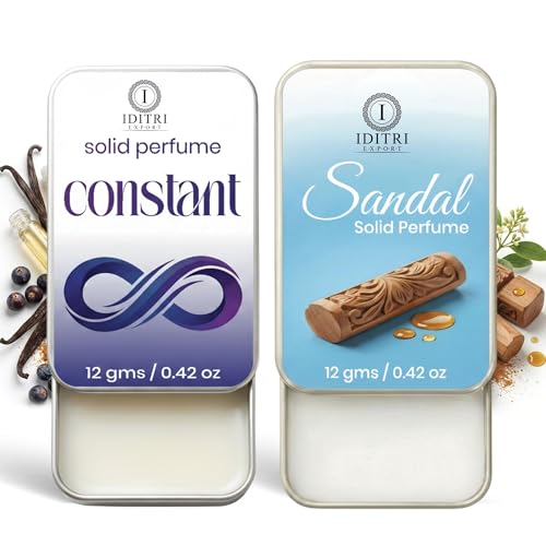 Image of Solid Perfume |sandal&Constant Alcohol Free Wax Perfume Balm, Long Lasting | Pocket Tin 12g, Pack Of 2| Non Greasy Smooth Glide, Travel Friendly Men And Women