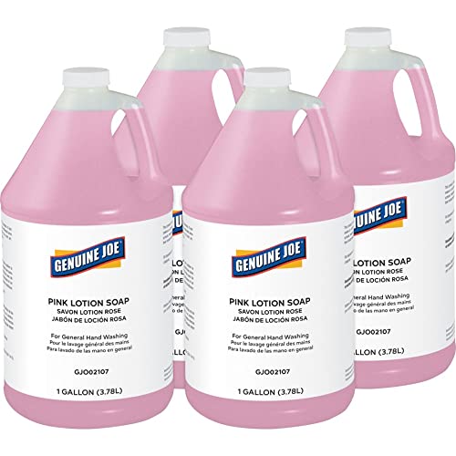 Genuine Joe Pink Lotion Hand Soap Refill, Rich Lather, 1 gallon, 4 Count