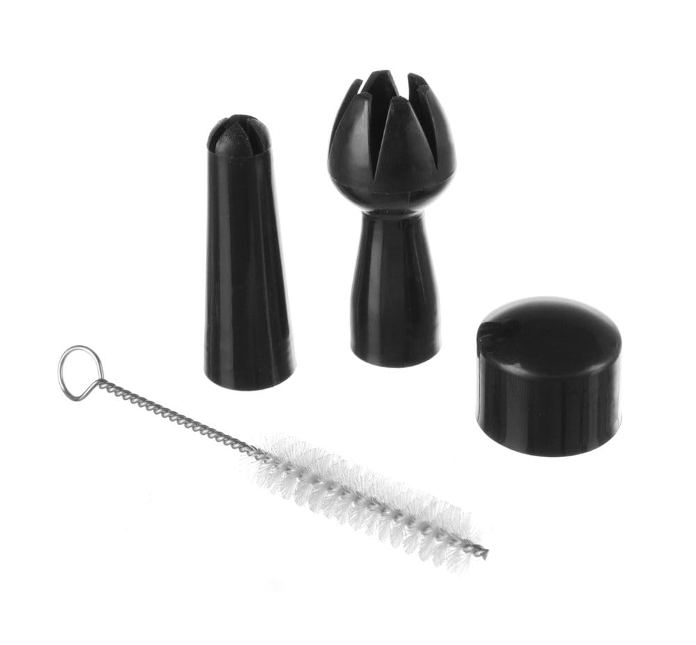 HENDI Siphon à chantilly, avec 3 douilles en polypropylène ainsi que 1 brosse de nettoyage, pour mousses, desserts et sauces, siphon à crème, 500ml, ø80x(H)260mm, aluminium, noir