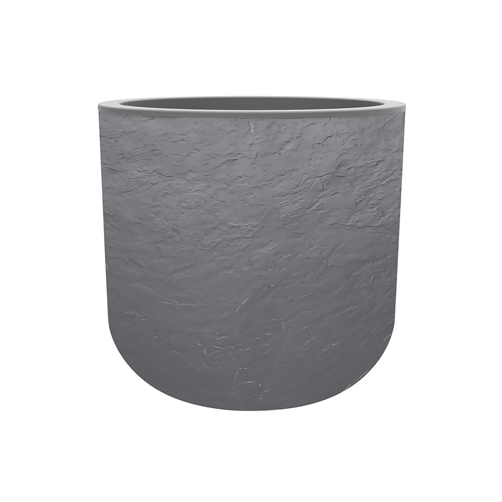 Pot de fleurs Rond 40 cm - EDA - Graphit Up - 32,5 L - Intérieur/ Extérieur - 38,5 x H. 36,8 cm - Gris Anthracite - Jardin