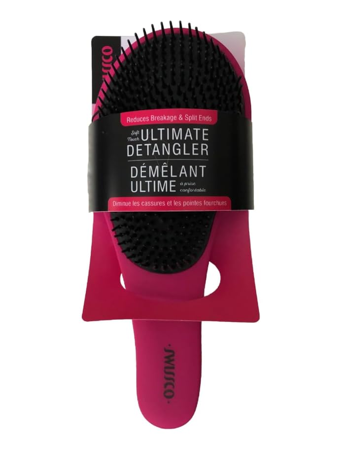 Swissco Soft Touch Detangling Hair Brush for Natural, Curly, Wet or Dry Hair (Dark Deep Pink)