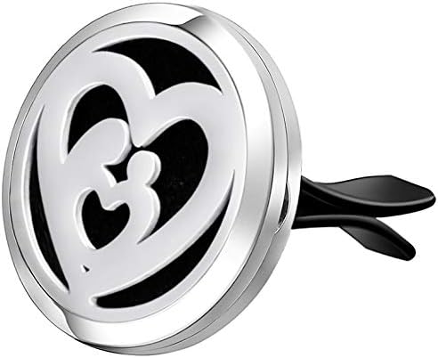 Wild Essentials - Difusor de ventilación de coche de aceite esencial con corazón de la madre, colgante de medallón de acero inoxidable con 12