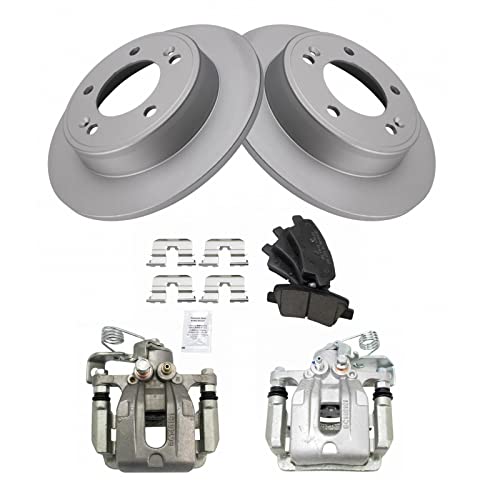 Image of TRQ Rear Brake Pad and Rotor Set Ceramic Coated Rotors Calipers | For 2011-2016 Hyundai Elantra 2013-2014 Elantra Coupe