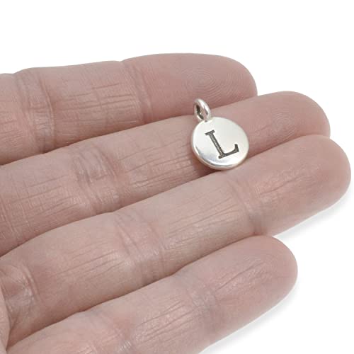 Tierracast Pewter Initial Charms-Silver Round Letter"L" 12X16Mm (2) #TOP5