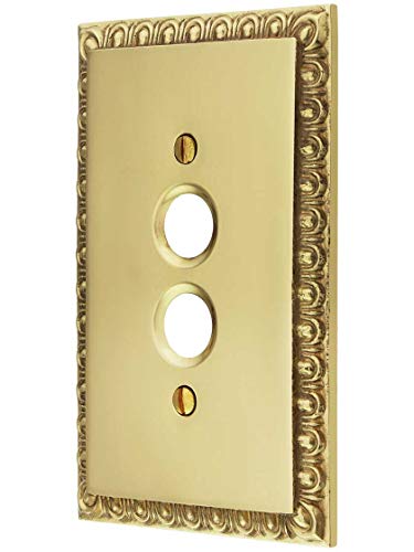 House of Antique Hardware R-010MG-401-UL - Ovolo Single Gang Push-Button Switch Plate in Un-Lacquered Brass