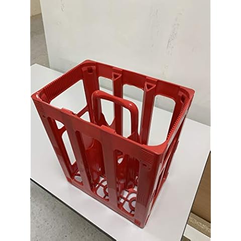 Fuzzy brands Heavy Duty Rectangular 6 Bottle Organizer Storage crates for Wine, Milk and Others (Red) Cover