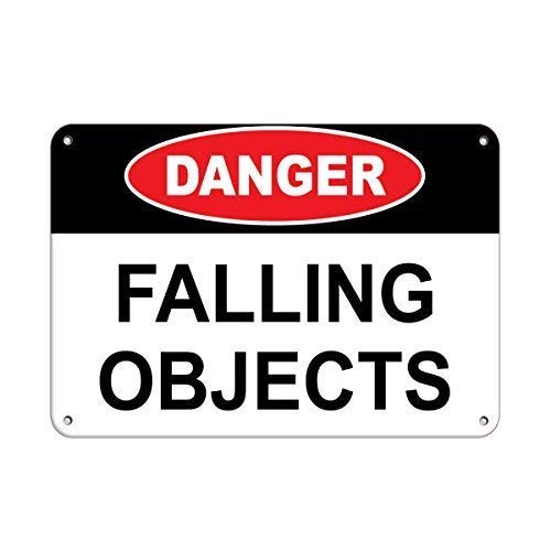 Metal Tin Sign Danger Falling Objects Hazard Sign Construction Sign Metal Aluminum Sign for Wall Art 8x12 Inch