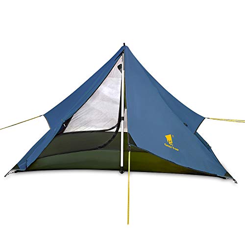 GEERTOP Ultralight 1 Man Tent 3 Season 1 Person Backpacking Tent for Camping Hiking Mountaineering - Easy to Set Up Trekking Pole Tent - Not Include Tent Poles Blue