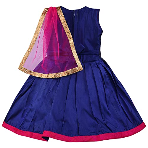 Image of Wish Karo Girls' Ethnic Lehenga Choli Dress with Dupatta - Pink & Green Traditional