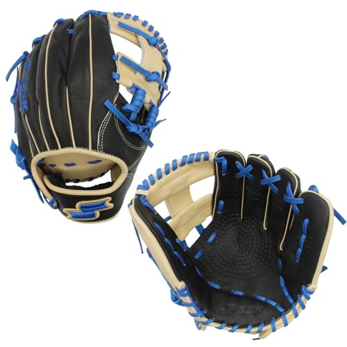 SSK Z5 Craftsman Infield Baseball Glove – 11.25” - 11.5” - 11.75” - 12” – Right & Left Hand Throw (Black/Camel/Royal, 11.5" - Right Hand Throw)