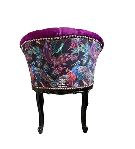 Chaise à cocktail style baroque français velours jaune nostalgique chaise de bar velours tufté imprimé jungle coloré pour décoration de la maison pour...