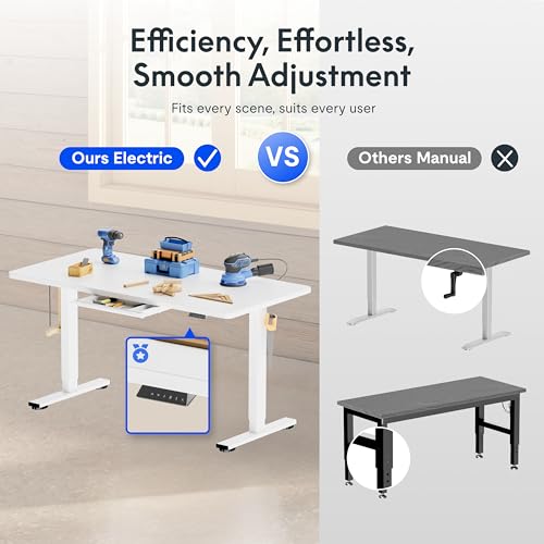 FLEXISPOT Electric Adjustable Workbench, 48x30 Inches Ergonomic Worktable for Garage, Workshop, Office and Home, Spacious Desktop for Woodworking Sewing and Crafts, White, 2 Packages - image 2