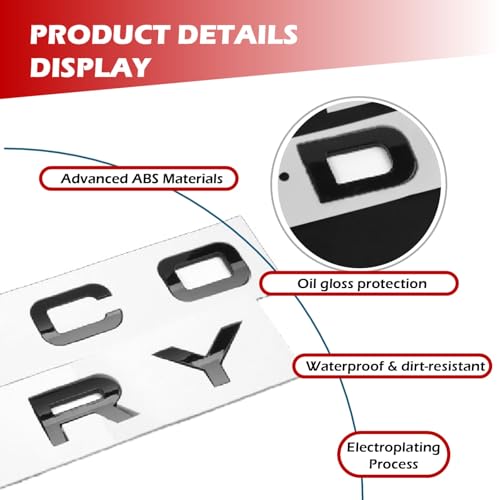 Image of Sports Line 3D Raised Hood and Rear Letter Emblems with 4M Adhesive Backing Compatible with Auto Accessories(DC Bright Black)