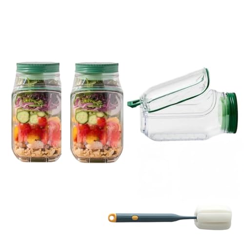 2025 New Side-Opening Salad Jar - Leakproof Mason Jar Container, Dishwasher Safe, All-in-One Meal Prep Solution for Fresh Lunches On-the-Go(2PC)