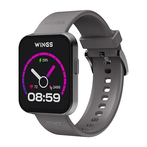 Image of Wings Meta Smartwatch, 1.85 inch HD IPS Display, BT 5.3 Single Chip Calling, Top smartwatch for Heart Rate Monitoring, 100+ Sport Modes