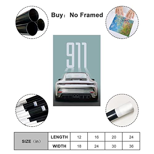 Kamuff Car Poster Walls Canvas 911 Gt Turbo Carrera Posters Wall Art Canvas For Boys Room Banner For Mancave Garage Bedroom Unframe-Style 12X18Inch(30X45Cm) #TOP1