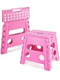 Dyforce Non-Slip Folding Step Stool - 13 inch Height Heavy Duty Foldable Stool for Adults Kids, Plas