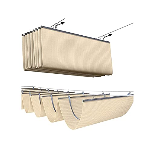 XYUfly20 Marquesina para Sombrilla De Terraza Parasol De Onda Deslizante De Alambre De Acero Impermeable Tejido De HDPE Antideslizante De Acero Inoxidable (Color : Beige, Size : 0.6x2m)