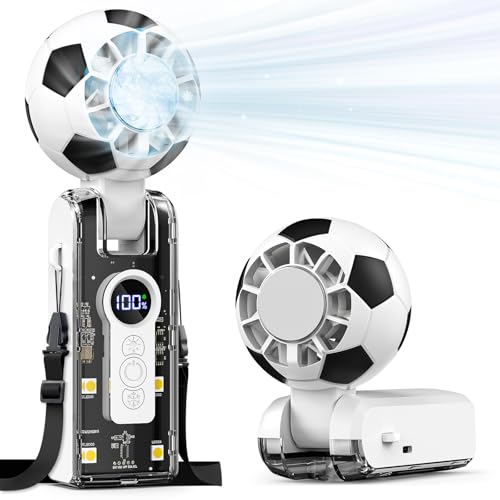 Ventilador Portátil Recargable, Con Batería De 4000 Mah, Luz Led Y Función De Compresión, Ventilador Mini Con 6 Niveles De Velocidad, Plegable En 180 Grados, Ideal Para Uso Doméstico Y Viajes