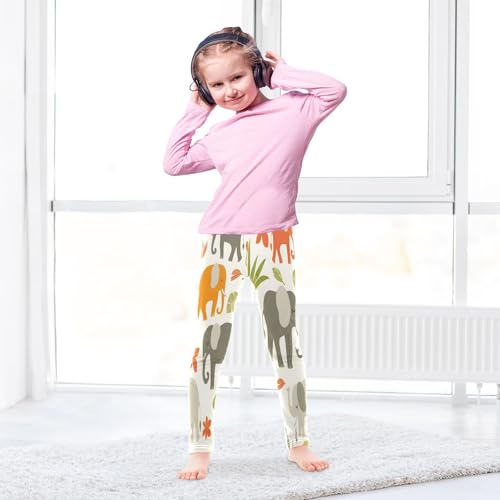 Bolaz Toddler Girls Leggings Printed Yoga Pants Leggings Grey Orange Elephants for Kids4