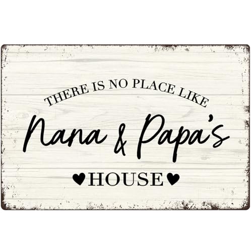Znzd Nana And Papa's House Metal Signs Wall Decor, Nana And Papa Gifts, Gifts for Nana And Papa, Nana Papa Gifts, Nana Gifts From Grandkids, Gifts for Grandparents, Grandma And Grandpa Gifts, 12x8 Inch
