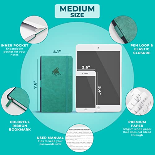 Clever Fox Password Book 2Nd Edition – Hardcover Password Keeper With Alphabetical Tabs – Internet Address Notebook & Login Details Organizer Journal – 4.1X7.6” (Aquamarine) #TOP1