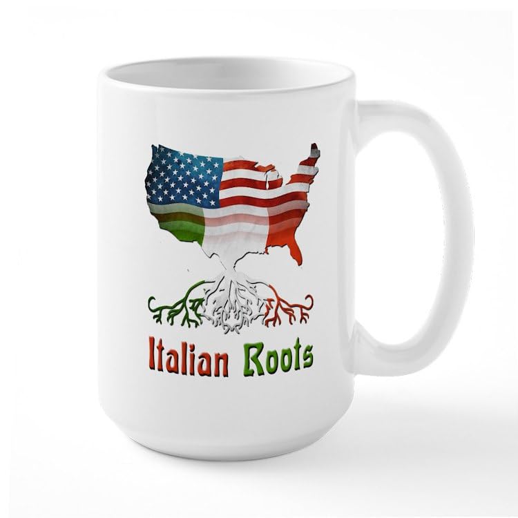 CafePress American Italian Roots Large Mug 15 oz (444 ml) Ceramic Coffee Mug