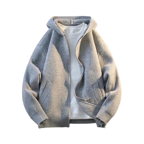 Cárdigan con capucha para hombre en punto suelto de manga larga estilo casual