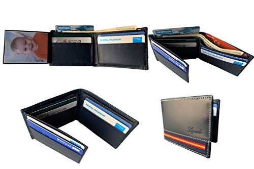 Tarjetero-para-Tarjetas-de-Credito-Tarjetero-Hombre-Pequeno-Piel-LEGADO-Tarjetero-Monedero-Hombre-Pequeno-Bandera-Espana-con-Bloqueo-RFID-y-Regalo-Pulsera-Bandera