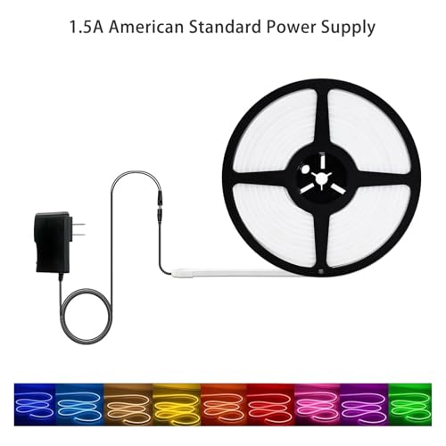 Image of Neon Rope Light DC Plug Power Supply, Black 1.5A LED Power Adapter for 6mmx12mm Silicone LED Flex Strip Lighting, Neon Signs DIY