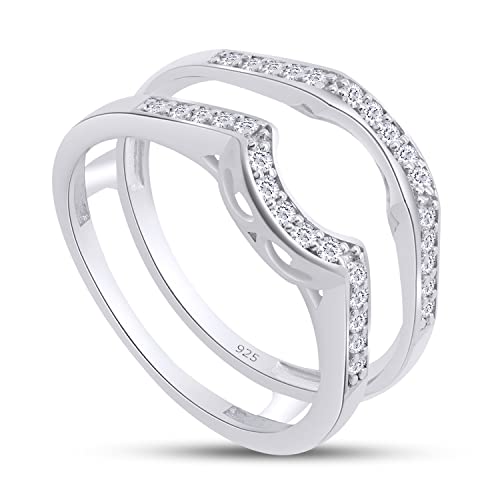 SAVEARTH DIAMONDS 1/4 ct t.w Round Cut Lab Created Moissanite Diamond Wedding Band Enhancer Guard Ring For Women In 14K Gold Over Sterling Silver(VVS1 Clarity 0.25 Cttw)3