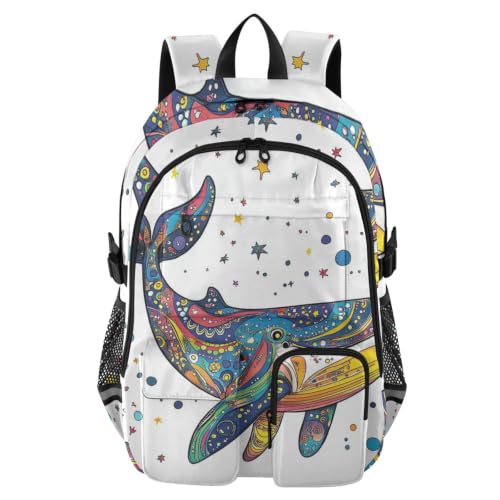 Mochila escolar de ballena azul para adolescentes y viajes