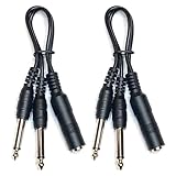 Kurrent Electric 1/4 Inch Mono TS Female to 2 x 1/4 Inch Male Mono TS Y 1:2 Splitter Cable (2)