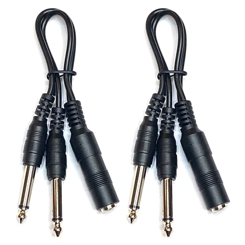 Kurrent Electric 1/4 Inch Mono TS Female to 2 x 1/4 Inch Male Mono TS Y 1:2 Splitter Cable (2)