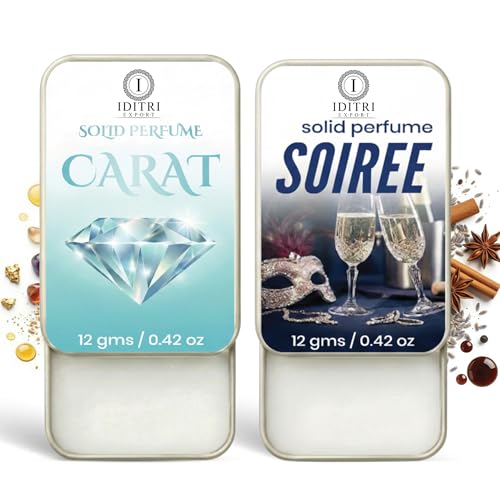 Image of Solid Perfume |Soiree&Carat Alcohol Free Wax Perfume Balm, Long Lasting | Pocket Tin 12g, Pack Of 2| Non Greasy Smooth Glide, Travel Friendly Men And Women